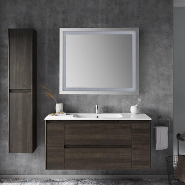 Remy Rectangular Frameless Anti-Fog Aluminum Front-lit Tri-color LED Bathroom Vanity Mirror with Smart Touch Control - JONATHAN Y